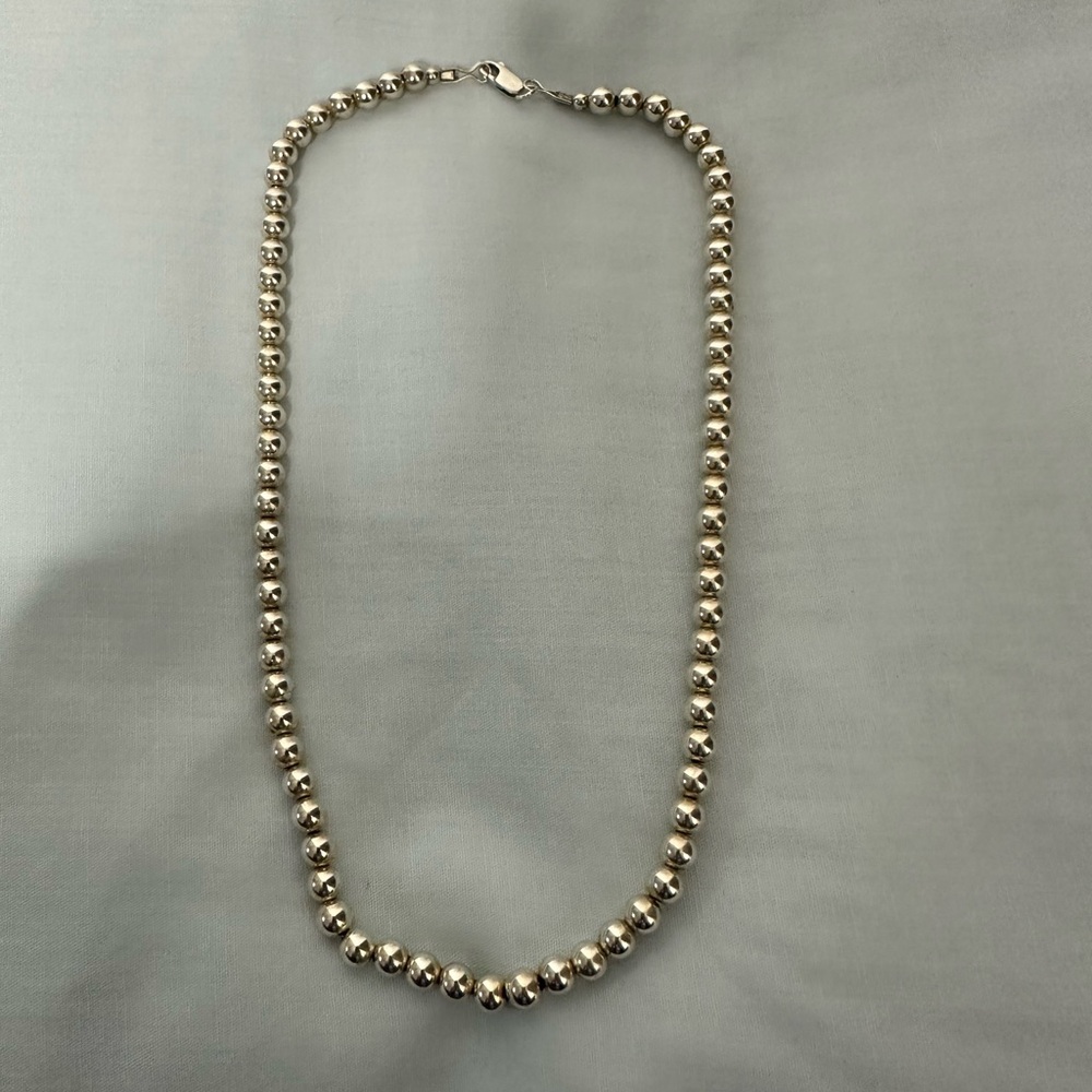 Elegant Silver Beaded Necklace